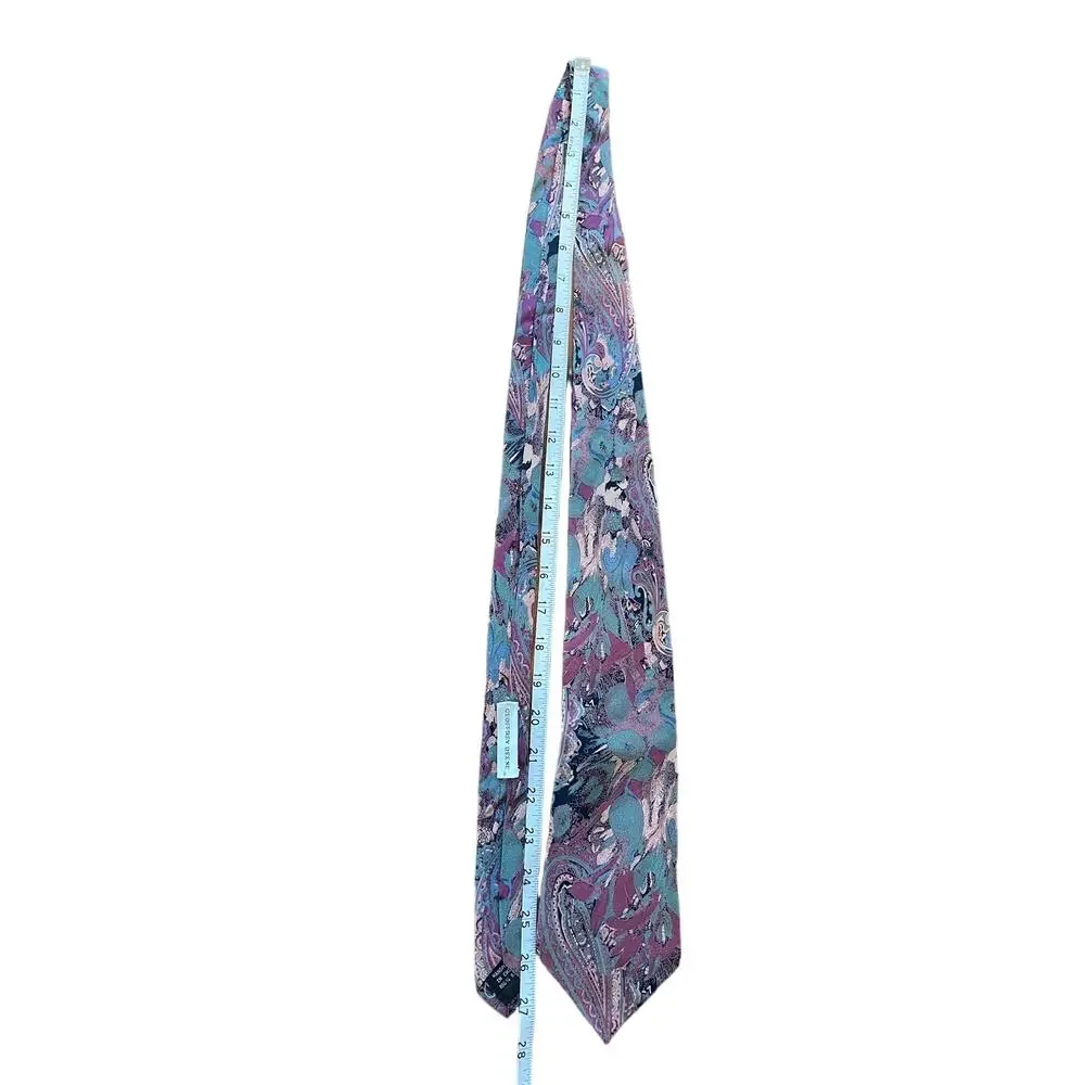 Geoffrey Beene Handmade Neck Tie All Silk Pink Blue Swirling Paisley Pattern